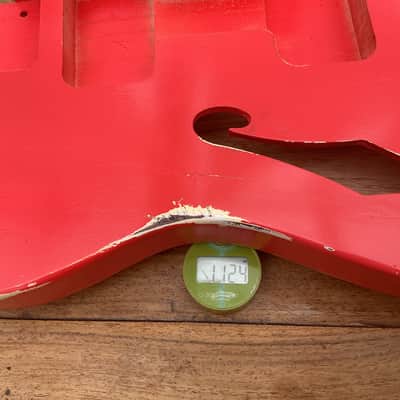 Brand new  ! Lightest 1 piece Swamp Ash in paint on Reverb  ?  . 1.1 kg in relic Faded Fiesta  Red Nitro . image 4