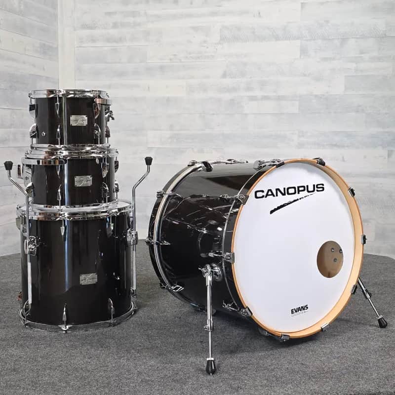 Used Canopus Yaiba 4pc Groove Drum Set Ebony Lacquer - Excellent image 1