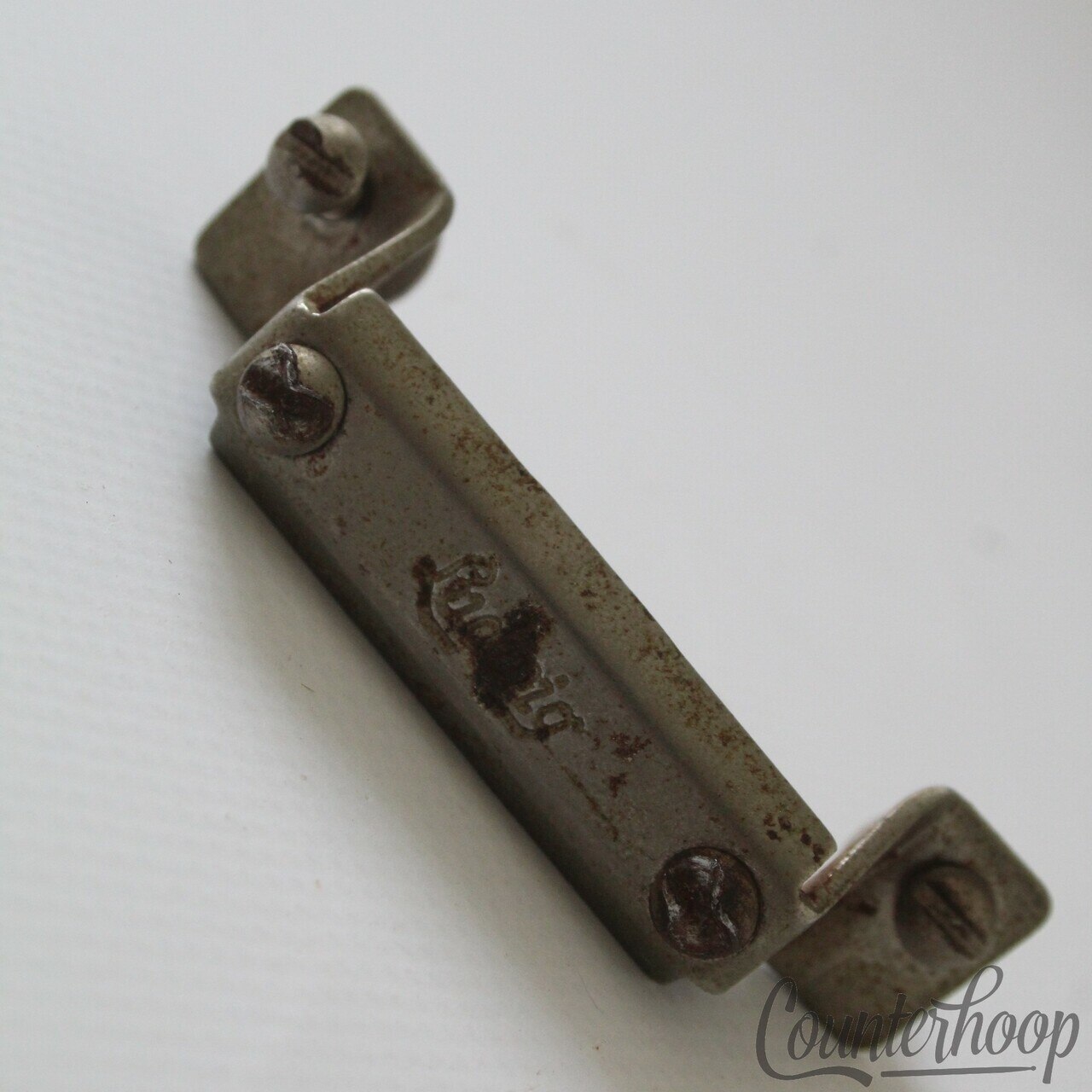 Ludwig P32 Nickel Butt Plate Script Logo Snare Drum Strainer Holder Vintage 50s — main photograph