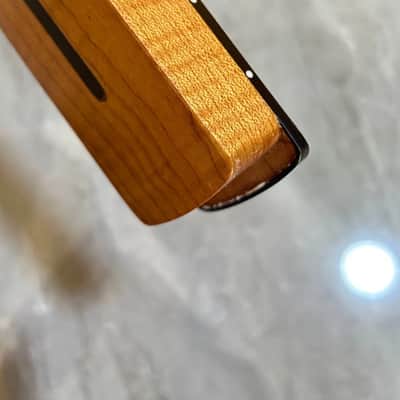 Satin 22 fret Roasted Flame Maple block inlay binding Electric Guitar Neck parts image 7
