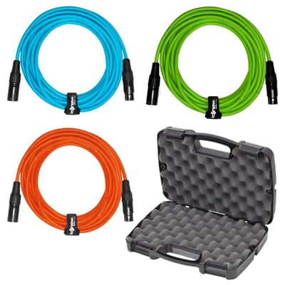 Sure-Fit 20ft Blue, Green, & Orange XLR Male to XLR Female Cables (3 Pack) + Case image 17