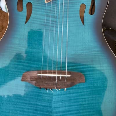 Ortega TourPlayer Series Nylon String Acoustic-Electric Guitar - RTPDLX-FMA-L, Left-handed, Flamed Mapled Blue image 2