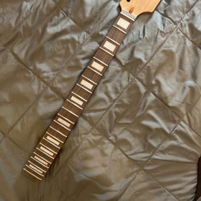 Roasted Maple Guitar Neck, Fits Strat Style, 9.5 radius, half paddle, BLOCK inlay image 2