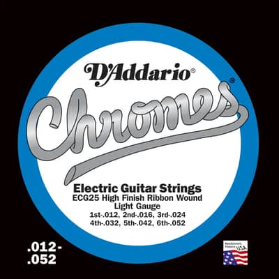 D'Addario Cordes guitare électrique filée plat 12-52 CHROMES image 2