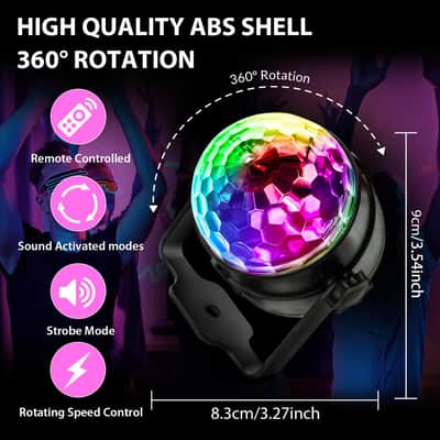 [3-Pack] Disco Ball DJ Party Lights Sound Activated with Remote Control Strobe Lamp 7 Modes Stage Light for Home Room Dance Parties Karaoke Halloween Christmas Birthday Decorations image 5