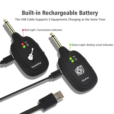 LEKATO UHF Wireless Guitar System Transmitter Receiver 4 Channel Rechargeable image 3