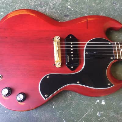 Vintage Icon V6 SG Junior Electric Guitar Roadworn image 1