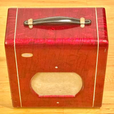 SUPER RARE OAHU 1x8 COMBO IN VERY RARE CUSTOM ORDERED STUNNING RED MOTS FINISH -SUPRO SPECTATOR/COMET/YELLOW SUNSHINE CIRCUIT BUT BETTER, w/12AX7 PRE(very rare version), not lower gain 6SL7 pentode-LOOK!! image 2