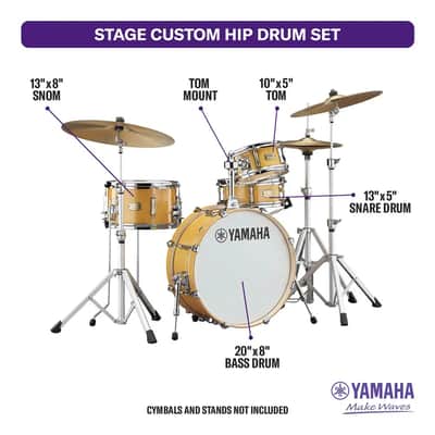 Yamaha Stage Custom Hip 4pc Drum Set Natural Wood image 5
