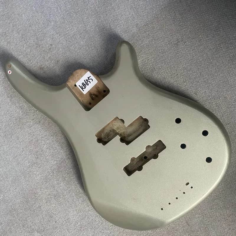 Metallic Silver 4 String Bass Basswood Body image 1