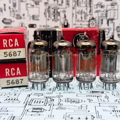 RCA 5687 Black Plate Matched Quad - 1960s NOS | Audio Driver image 1