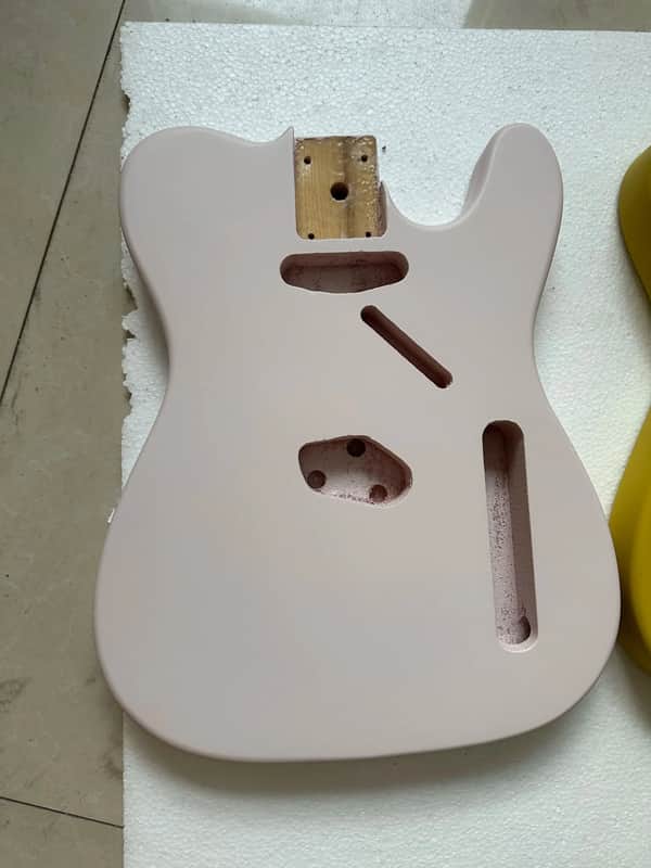 Light Pink Paulownia Guitar Tele Style Body, String Through Bridge image 1