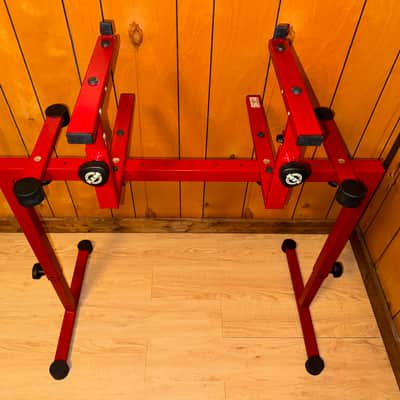 Red k&M Omega König & Meyer 18810 & 18811 keyboard sampler vintage synthesizer stand and stacker image 3