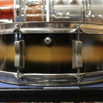 1960 Ludwig 5x14 Transition Badge Jazz Festival Snare Drum in Black and Gold Duco image 3