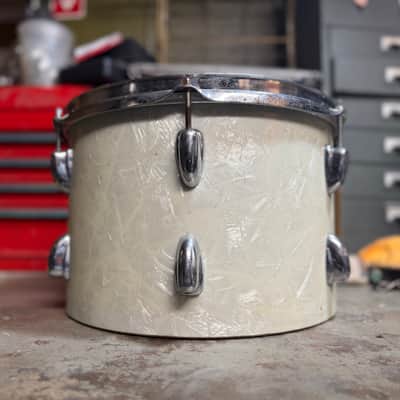 1950s Slingerland 8x12 Tom Tom Project in White Marine Pearl image 2