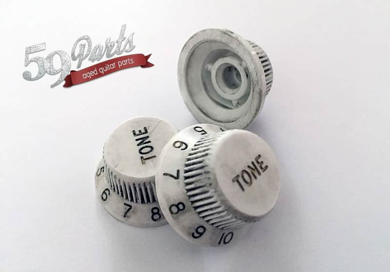 Set of 3 Hand Aged Fender knobs White, relic, aged, Stratocaster, 59 Parts image 1