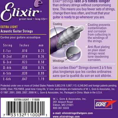 Elixir 11000 Polyweb Extra Light Coated 80/20 Bronze Acoustic Guitar Strings, 10-47 image 3