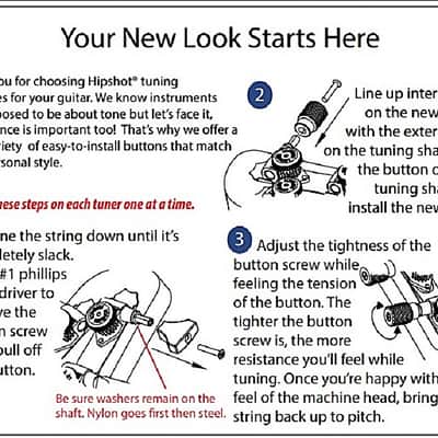 Genuine Hipshot Button Set of 6 D03 Black, Imperial style also fits Grover image 3