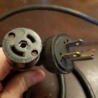 Belden Original Vintage Bell & Howell Projector Round Twist-Lock Bakelite Electric Power Cord Cable 1940s - 1950s - Black image 1