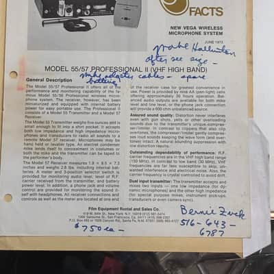 Vega Professional II Model 57 Wireless Mic System Lot 1973 image 5