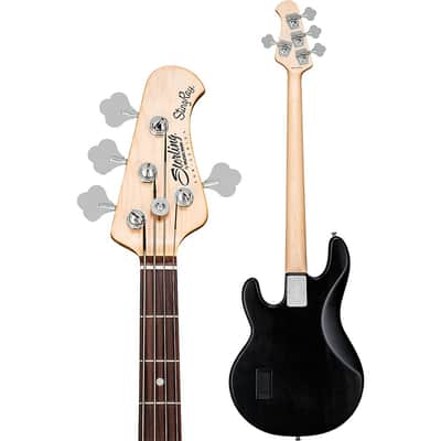 Sterling by Music Man S.U.B. StingRay RAY4 Electric Bass Guitar - Regular Satin Transparent Black Black Pickguard image 4