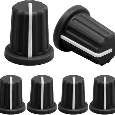 6pcs 6mm D Type Potentiometer Knob, Guitar Volume Rotary Knob Control Knob Replacement for Encoder Electric Guitar Speaker Mixer Board DJ Controller, Black image 1