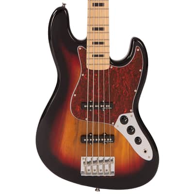 Vintage V495 Coaster Series 5-String Bass Guitar Pack ~ 3 Tone Sunburst image 6
