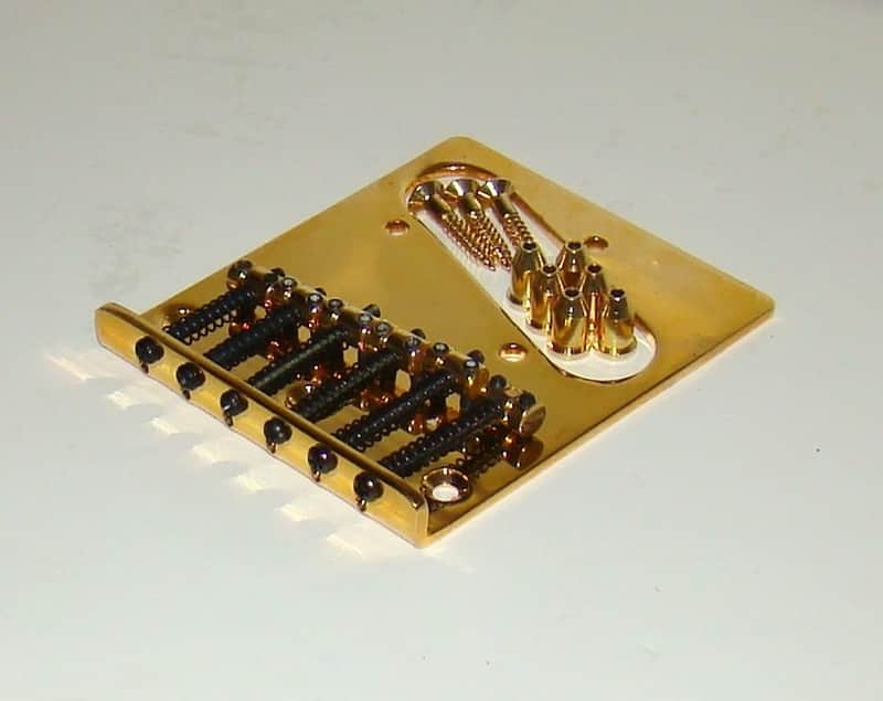 XXX Mighty Mite® US Retrofit 6 Saddle Bridge for Fender Telecaster, Gold image 1