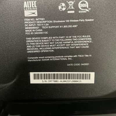 Altec Lansing Shockwave 100 wireless party speaker 2021 Black image 4