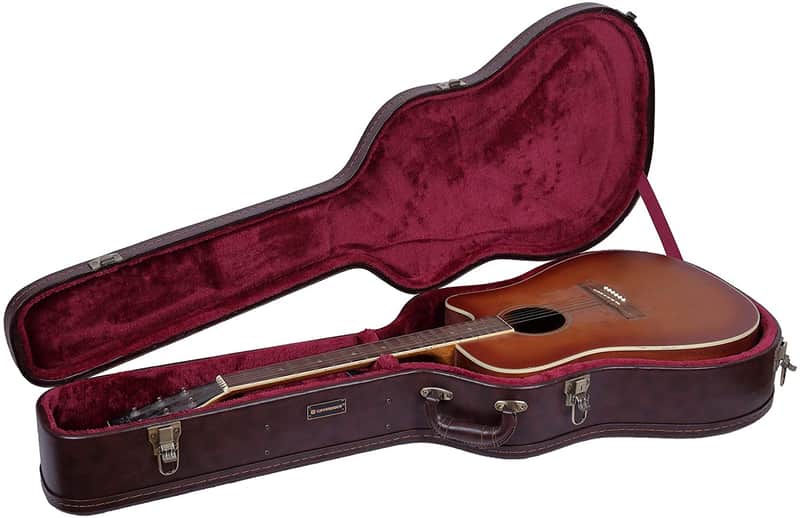 Crossrock CRW620D Acoustic Guitar Case, Universal Case for Martin Dreadnought & Gibson Acoustic, Wooden Case-Brown image 1