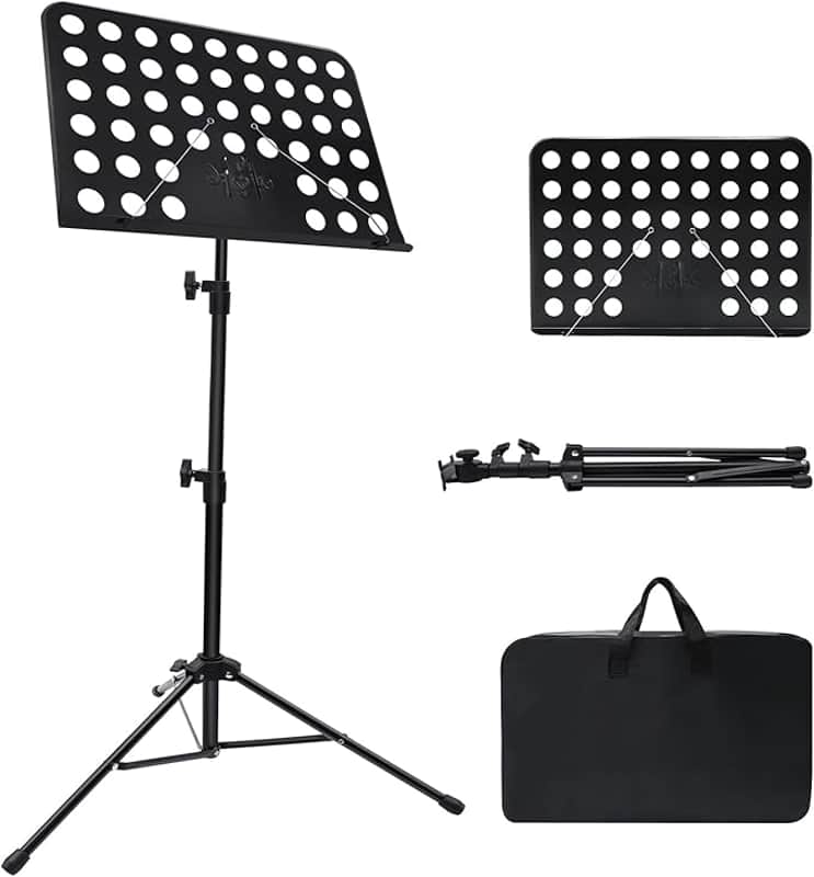 Sheet Music Stand, Adjustable Music Stand with Carrying Bag, Professional Music Book Holder Music Sheet Clip Holder for Guitar, Ukulele, Violin Players(1 Pack) image 1