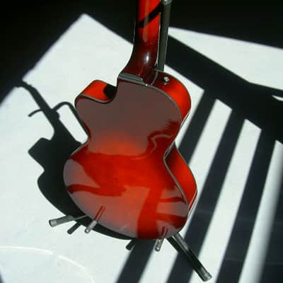 2017 Peerless 12" Serena carved spruce archtop, light travel/ parlor size guitar. Ruby Sunburst, image 23