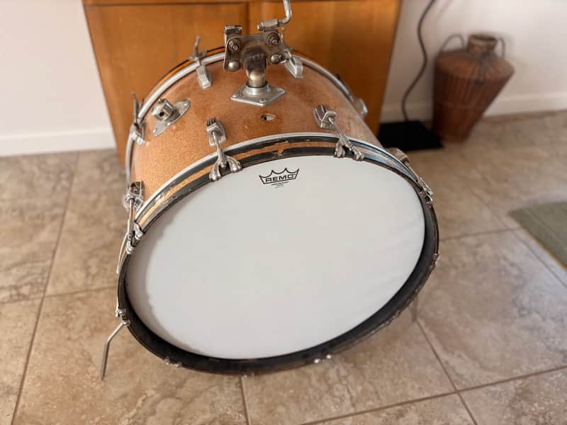 Vintage Ludwig 22 x 14 Bass Drum 1960s - Champagne Sparkle w/ New Heads image 1
