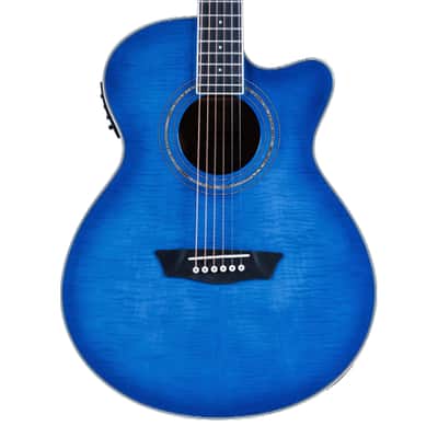 Washburn EA15 Festival Acoustic/Electric Guitar - Flame Transparent Blue image 1