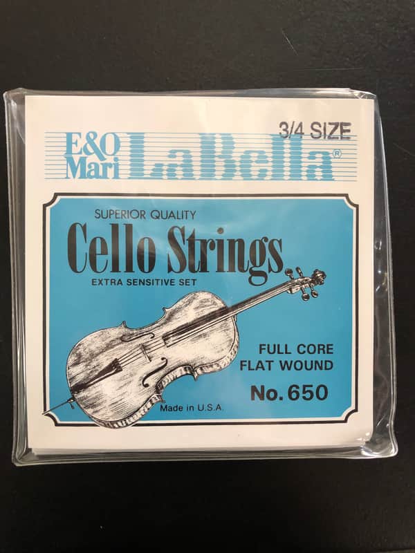La Bella Cello Strings 650 3/4 Size Extra Sensitive Set Full Core Flat Wound image 1