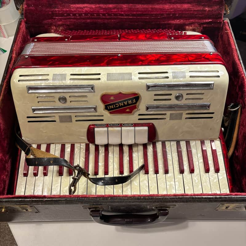 Vintage Near Mint Francini 120-Bass Accordion - Ruby & Mother of Pearl image 1
