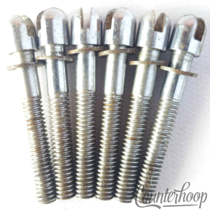 Ajax 6x 1 1/2"Slotted Tension T-Rods Tensioner Snare/Tom Drum Chrome Vintage 60s image 1