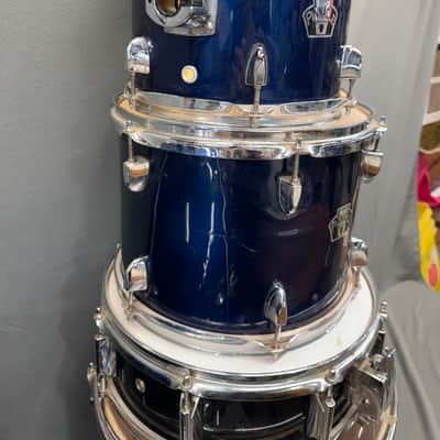 Vintage Ludwig Pinnacle Drum Kit 5pc Set Dark Blue Rack Floor Toms Snare Kick image 9