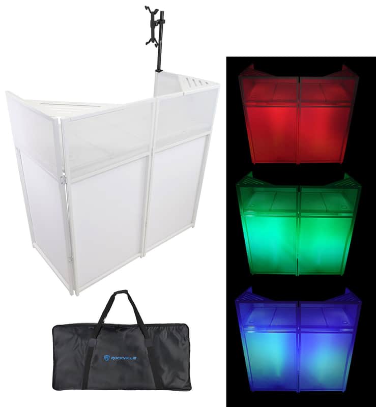 Rockville Rockbooth XL White Event Booth DJ Facade+Table+Bag+Scrims+Tablet Mount image 1