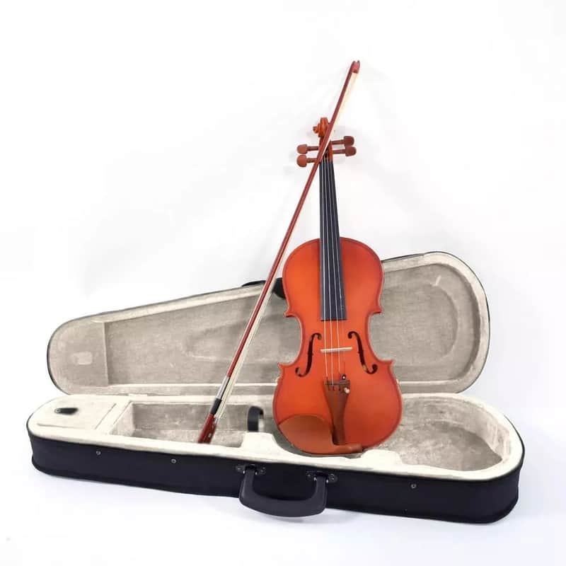 OEM Natural Quality Maple Wood Violin 4/4 Case, Bow, Rosin Included image 1