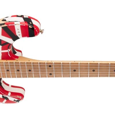 EVH Striped Series Frankie Electric Guitar. Red/White/Black Relic image 10