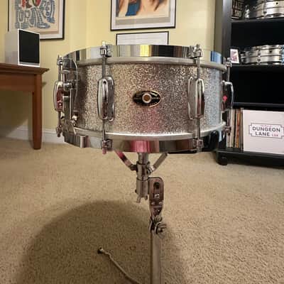 Slingerland 5x14 8 Lug Snare Drum October 1961 - Peacock Sparkle image 1