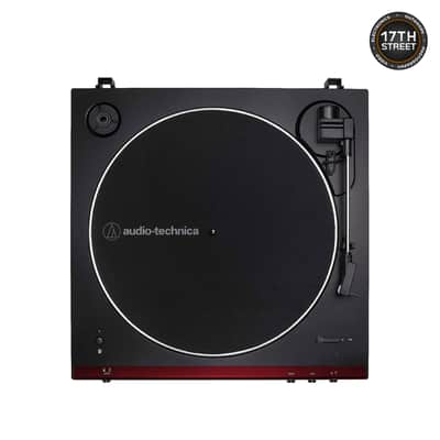 Audio-Technica AT-LP60XBT Fully Automatic Bluetooth Belt-Drive Stereo Turntable (Red & Black) with 45 rpm Adapter, 4 Inch Bookshelf Speakers (Pair) and Waith Record Cleaning Kit (Essential Bundle Set) image 6