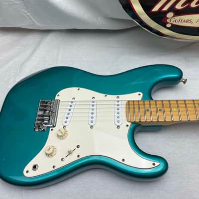Fender PARTS Stratocaster - 1999 American Deluxe neck on 1983 Dan Smith-era Standard Strat body with Case - Transparent Teal image 2