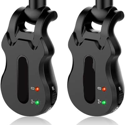 Wireless Guitar System 5.8 Wireless Guitar Transmitter Receiver Rechargeable Audio Wireless Transmitter Receiver 4 Channels Transmission Range for Electric Guitar Bass (Black) image 3
