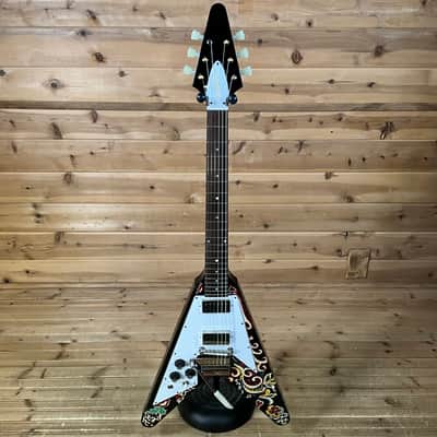 Epiphone Jimi Hendrix "Love Drops" Flying V Left Handed Electric Guitar - Ebony image 2