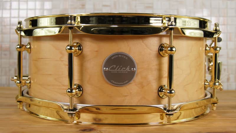 Click Custom 6ply Maple/Mahogany 5.5x12 Snare Drum Natural Satin Oil image 1