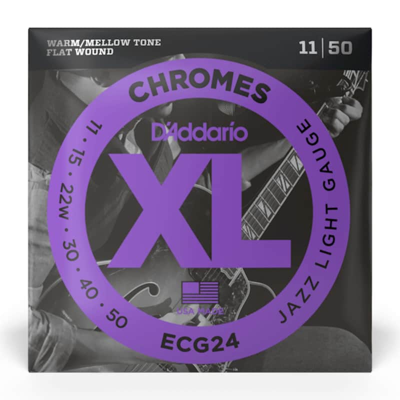 D'Addario ECG24 XL Chromes Flatwound Electric Guitar Strings, Jazz Light Gauge Standard image 1