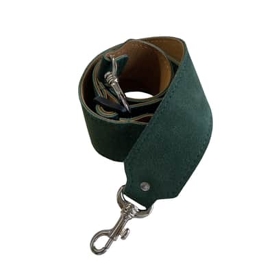 Genuine Leather Banjo Strap Metal Clips, and Tri-glide Adjustment. Adjustable to 52", Green image 6