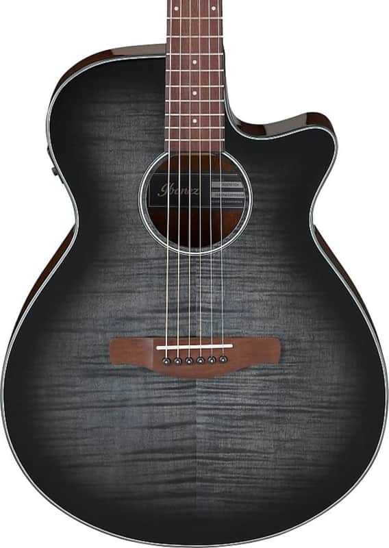 Ibanez AEG70 Grand Concert Acoustic-Electric Guitar, Flame Maple Top, Charcoal Burst image 1